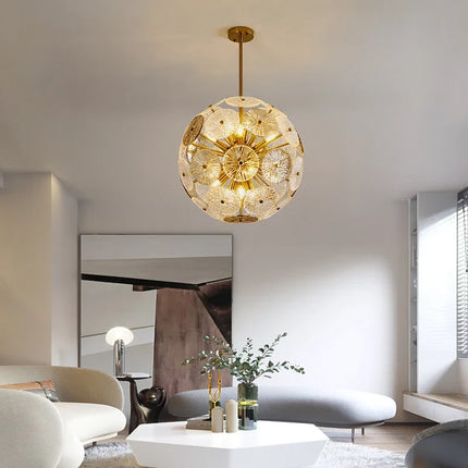 Suspension ronde en verre pour plafond, lustre décoratif moderne pour villa — LZ4X7M