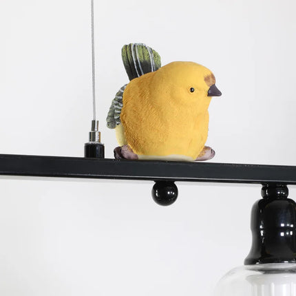 Lustre nordique en fer, verre et résine avec oiseau décoratif — LZ4X9T