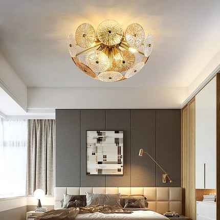 Suspension ronde en verre pour plafond, lustre décoratif moderne pour villa — LZ4X7M