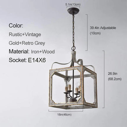 Suspension lustre vintage en bois gris pour salon et cuisine — LZ4X9P