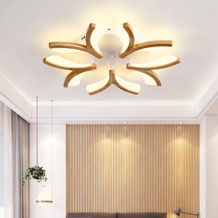 Plafonnier LED moderne en bois massif style nordique — LZ7FQ2