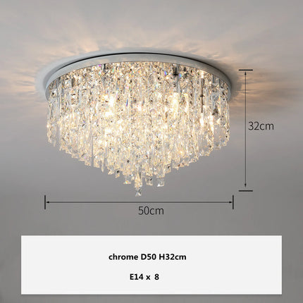 Plafonnier LED en acier chromé avec cristaux K9 style Art déco — LZ4M7Q2