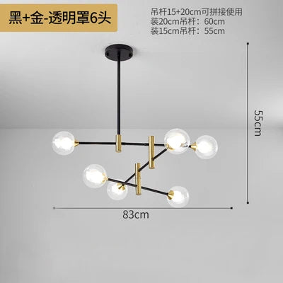 Lustre suspension en verre moderne à forme géométrique nordique — LZ4X9P