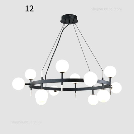 Lustre nordique en fer avec boule de verre LED pour restaurant — LZ4P9XQ