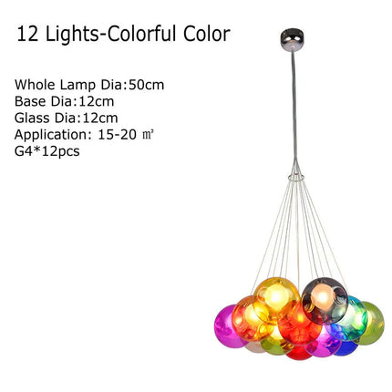 Lustre suspension en verre soufflé avec appliques LED colorées G4 — LZ4X9M