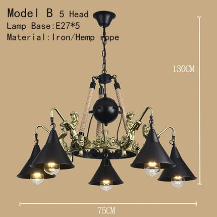 Lustre suspension industriel en fer forgé style rétro pour restaurant et bar — LZ4X9P2