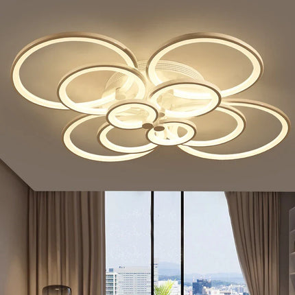 Lustre LED moderne à anneaux ronds pour éclairage intérieur — LZ4T9QJ2