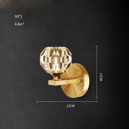 Applique murale LED postmoderne en cuivre et cristal — LZ4X9T1
