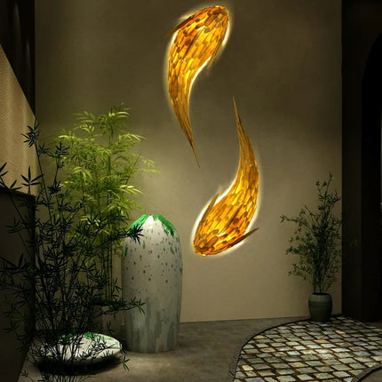 plafonnier baleine Style japonais en bois massif dauphin Restaurant asiatique Hotpot boutique lampe carpe poisson applique décorative