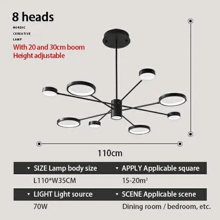 Plafonnier LED multi-têtes en fer noir design — LZ4X9P