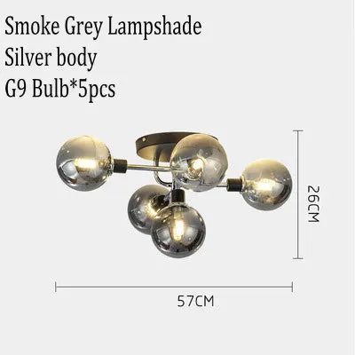 Lustre moderne en verre gris fumée pour intérieur — LZ4X9P2