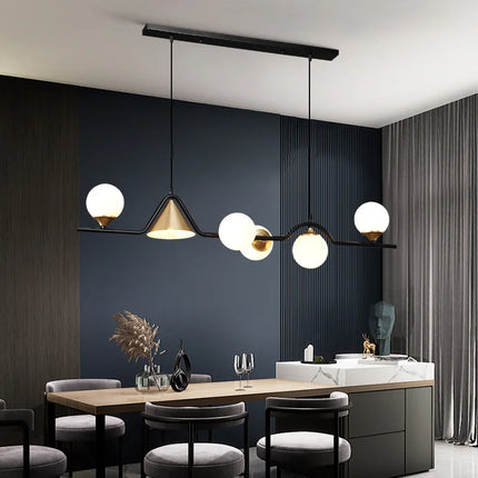 Lustre suspension rustique en verre et fer noir décoratif — LZ4N7Q2