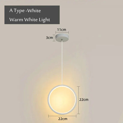 suspension ronde moderne pour éclairage latéral led