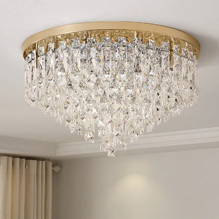 Plafonnier LED en acier chromé avec cristaux K9 style Art déco — LZ4M7Q2