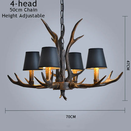 lustre vintage amérique pour café bar hôtel avec suspension deerhorn