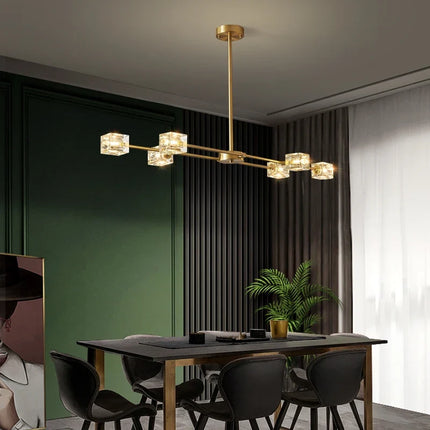 Plafonnier design nordique en cuivre avec cristal luxe — LZ4X9M