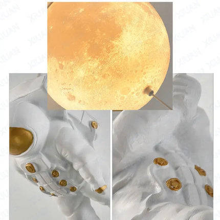 Plafonnier décoratif lune avec astronaute pour chambre — LZ4X9T2
