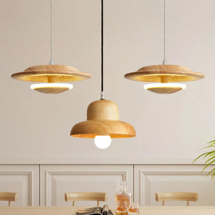 Suspension LED en bois massif style nordique pour restaurant et bar — LZ4P9XQ