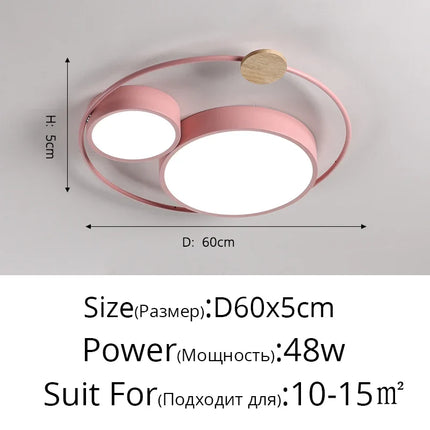 Plafonnier LED rond nordique en bois et acrylique macaron — LZ4X9P