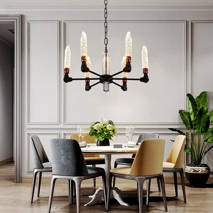 Lustre suspension nordique en fer et cristal moderne — LZ4X9V