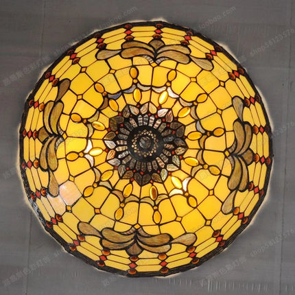 Plafonnier en verre style Tiffany rétro européen pour décoration ancienne — LZ4X9M