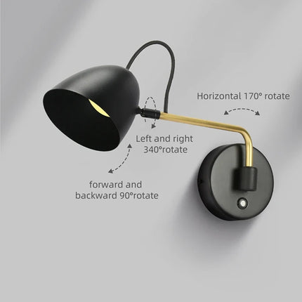 Applique murale LED à bras oscillant avec variateur tactile pour chevet et salon — LZ4P7XQ