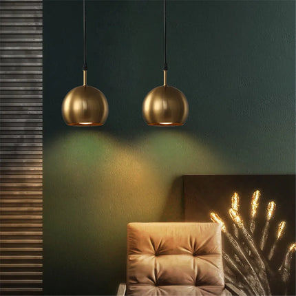 Suspension abat-jour en laiton doré style américain LED pour intérieur loft — LZ4X9T2