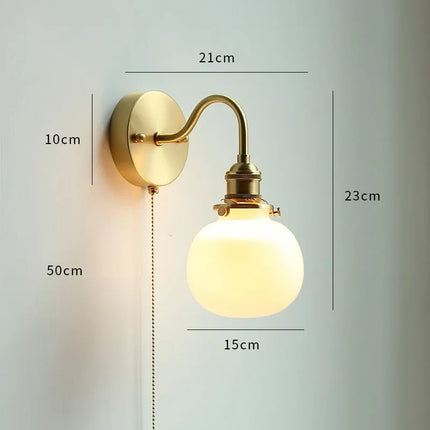 applique murale nordique moderne LED lampe à côté de l'interrupteur à chaîne chambre salle de bain miroir escalier lumière verre cuivre