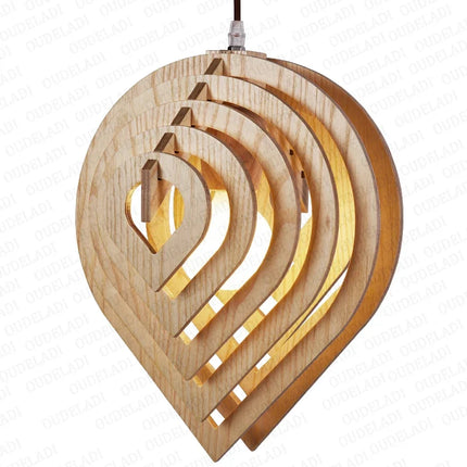 Suspension en bois style nordique goutte d'eau décorative pour loft — LZ4X9P