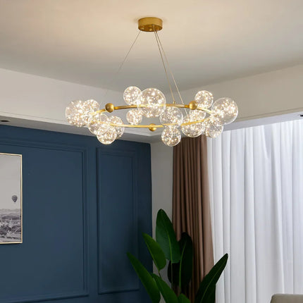 Lustre moderne de luxe avec anneaux LED et globe en verre — LZ4X9P