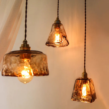 Suspension réglable style japonais bois et cuivre vintage — LZ4X9T2