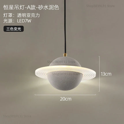 suspension modernes en ciment led pour restaurant barre lumineuse