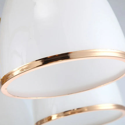 Lustre en cuivre avec abat-jour en verre blanc — LZ4X9T