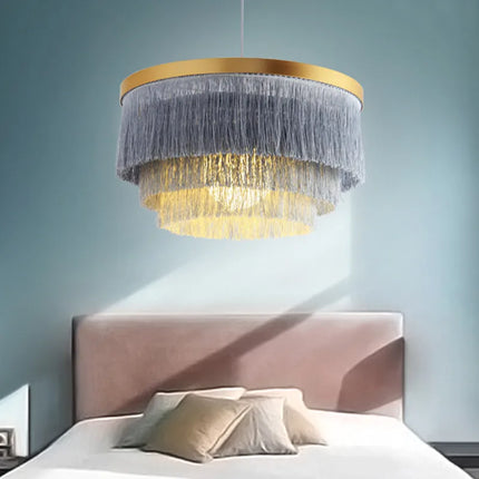 Lustre suspension romantique en fil de coton pour intérieur — LZ4X9J