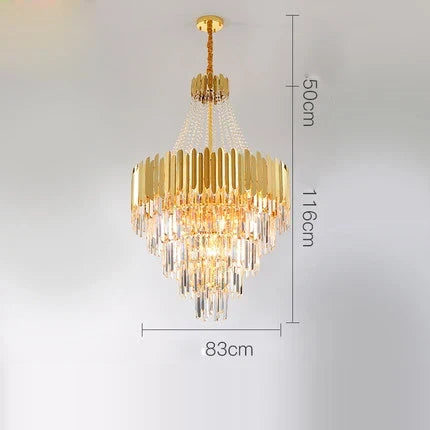 Lustre Art Déco en cristal et acier inoxydable avec éclairage LED — LZQ7D2