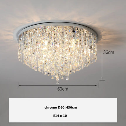 Plafonnier LED en acier chromé avec cristaux K9 style Art déco — LZ4M7Q2