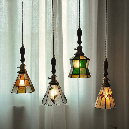 Lustre nordique en cuivre avec verre coloré — LZ4X9P2