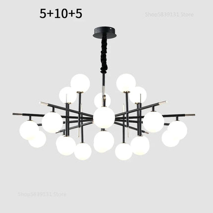 Lustre nordique en fer avec boule de verre LED pour restaurant — LZ4P9XQ