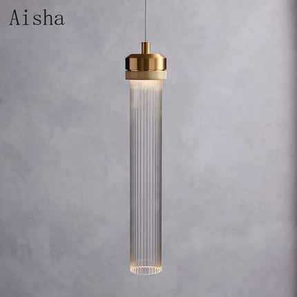 Suspension tube en verre rayé clair style nordique post-moderne — LZ4N7Q2
