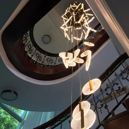 Lustre LED moderne pour escalier en colimaçon et plafond haut — LZ4X9P2