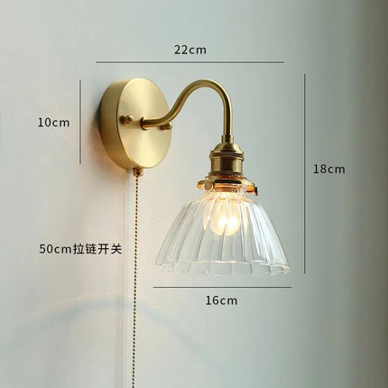 applique led moderne verre chaîne interrupteur nordique cuivre lumière