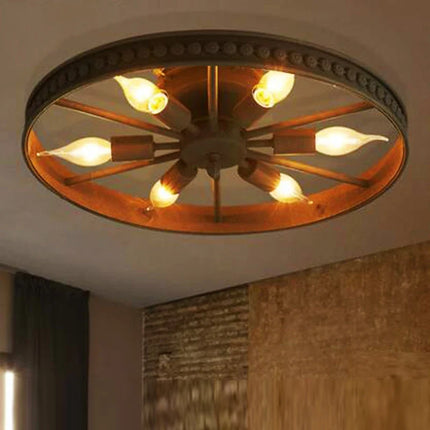 Plafonnier rond en fer style industriel rétro décoratif — LZ4G7XQ