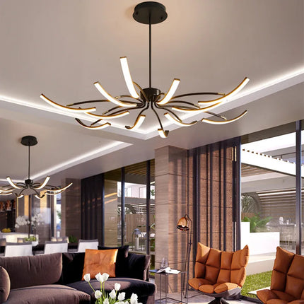 Lustre moderne noir 6 lumières réglable en métal — LZ4X9P
