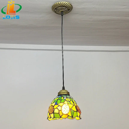 Lustre suspension vintage en verre style tournesol européen pour bar — LZ4X9T2