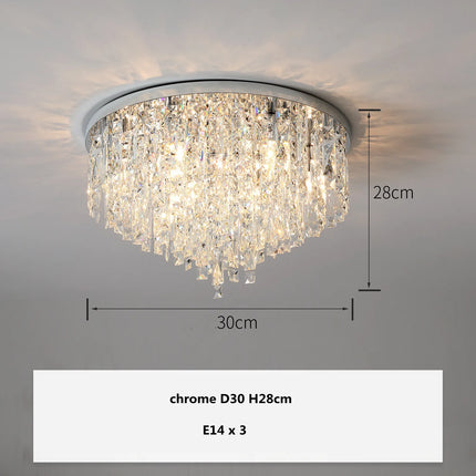 Plafonnier LED en acier chromé avec cristaux K9 style Art déco — LZ4M7Q2