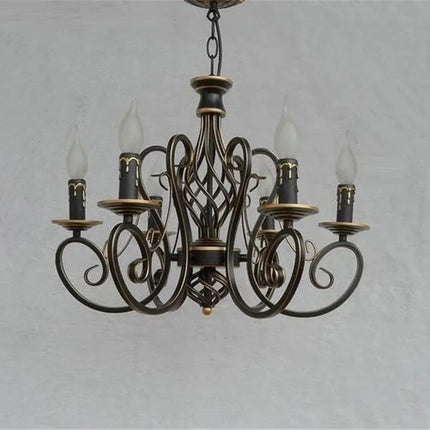 Lustre vintage européen en fer avec bougies LED intégrées — LZ4XJ9