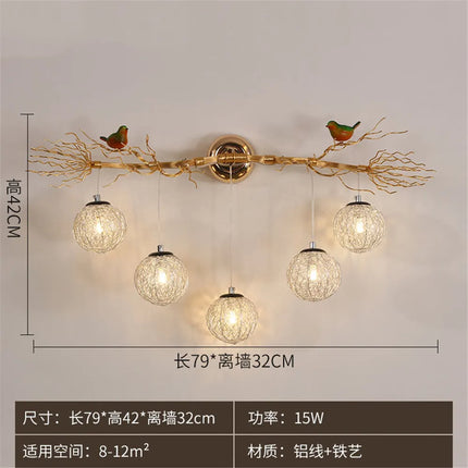 Applique murale LED nordique en aluminium motif nid d’oiseau romantique — LZ4X9T1