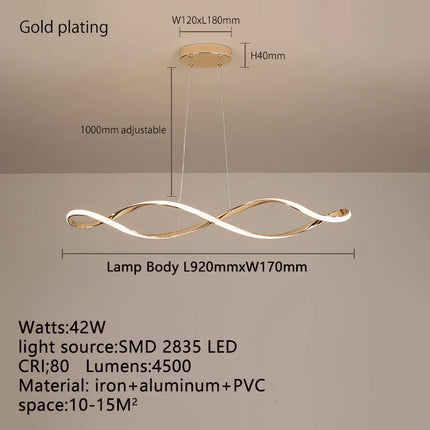 Lustre LED moderne multi-finitions or, chrome et noir avec télécommande L92cm — LZ4P7XQ