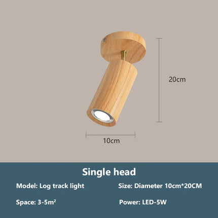 Plafonnier LED à spots sur rail style nordique en bois pour salon et magasin — LZ4X9T2