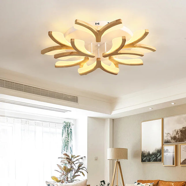 Plafonnier LED moderne en bois massif style nordique — LZ7FQ2